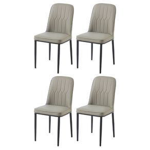 1 Kit 4 Cadeiras V1006 Rivatti 44 cm -Largura- Estofado em Tecido Nude e Base em Aco Preto